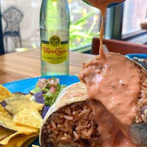 Burrito La Reyna (comes with a bowl of wet sauce on the side)